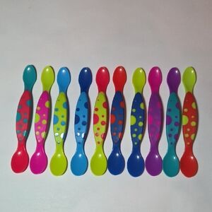 Colorful Polka Dot Kids Spoons Set Double Sided Set Of 10